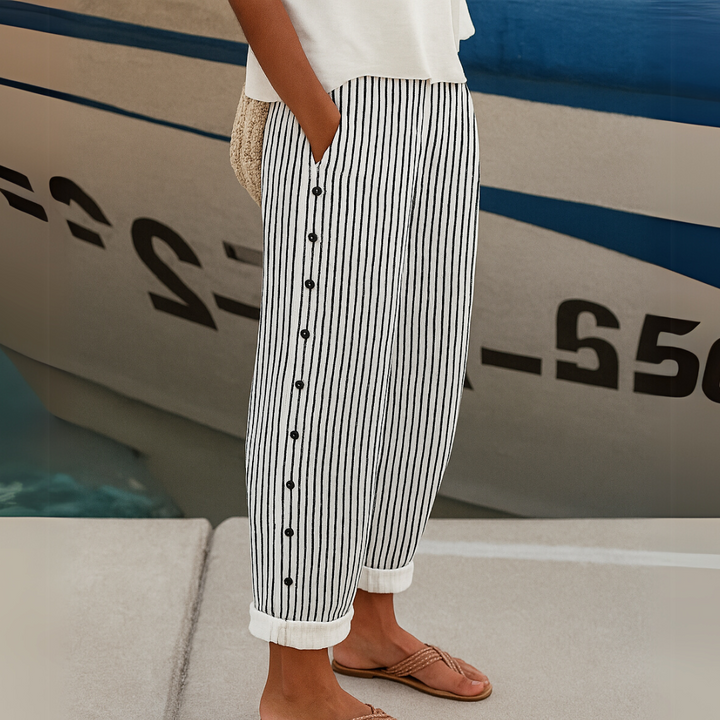 REA | COMFORTABLE STRIPED CASUAL TROUSERS