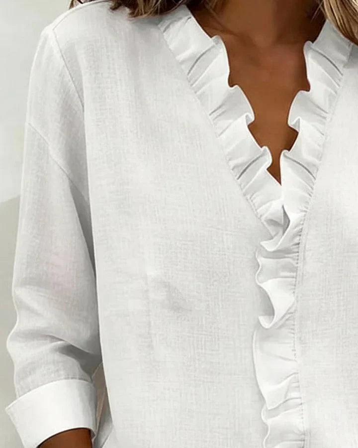 Eleanor | Ruffled V Neck Blouse
