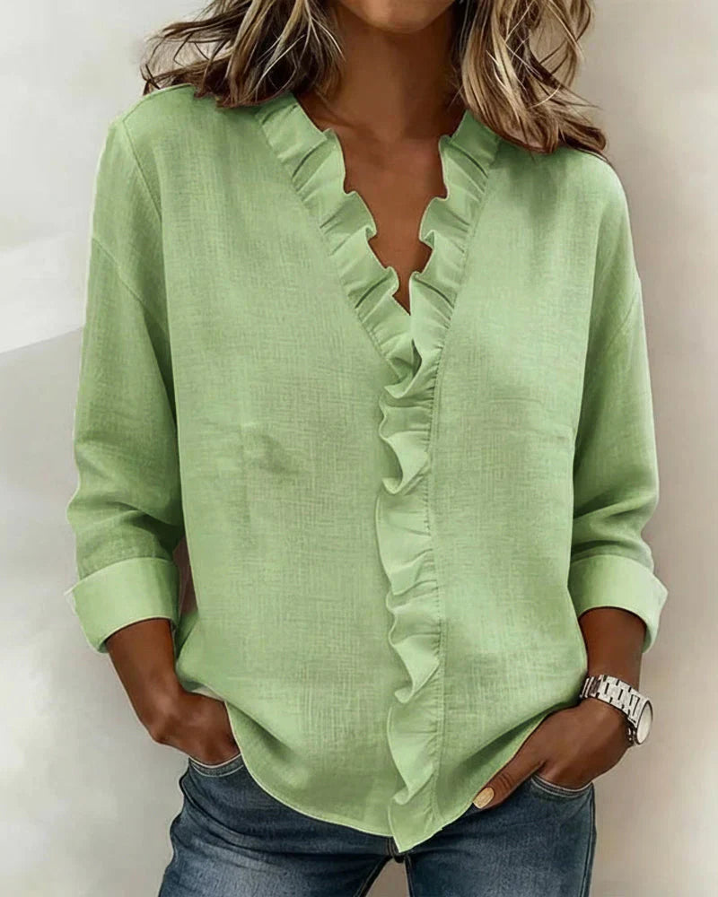 Eleanor | Ruffled V Neck Blouse