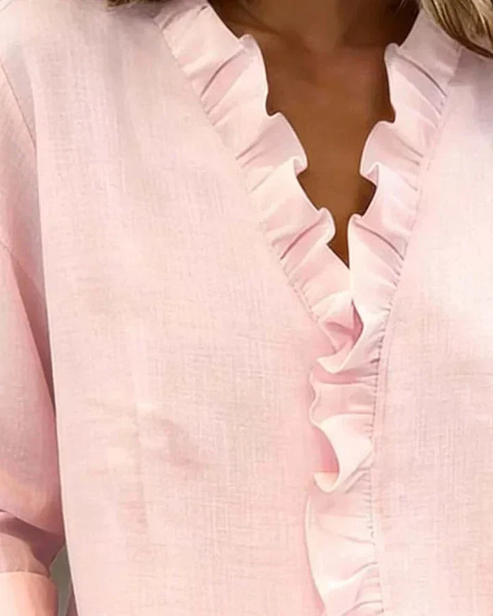 Eleanor | Ruffled V Neck Blouse
