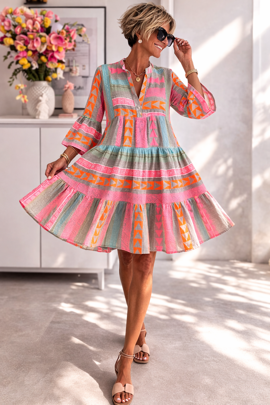 Lucy | Robe Midi Flottante à Motifs