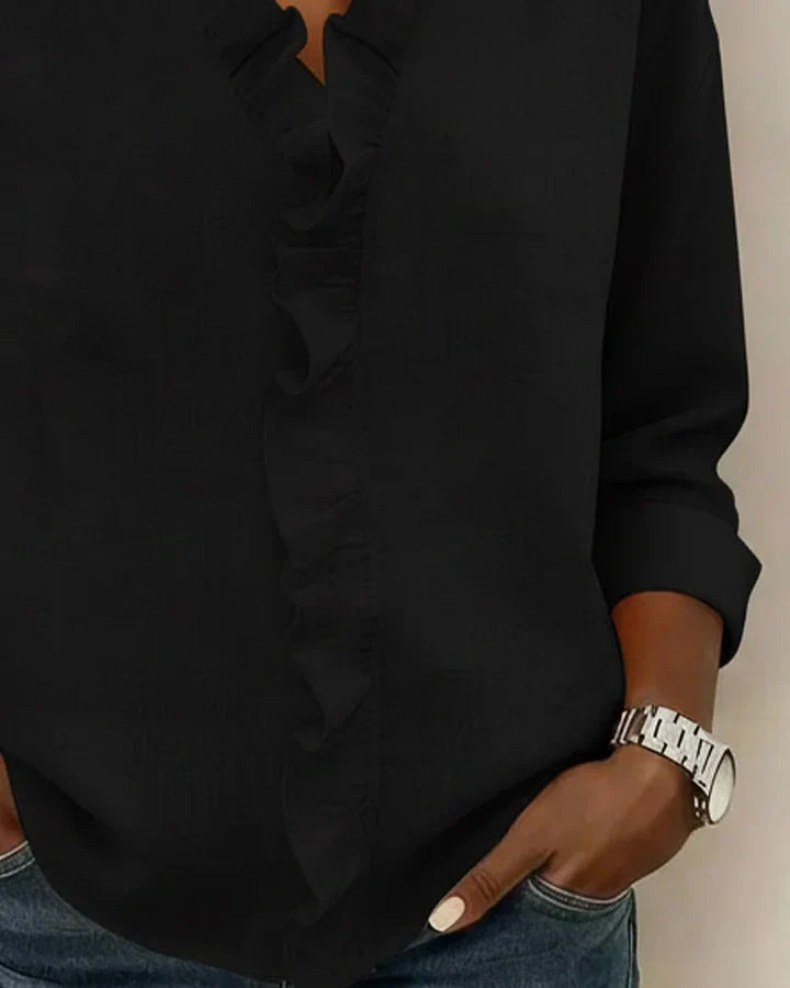 Susan | Ruffled V Neck Blouse