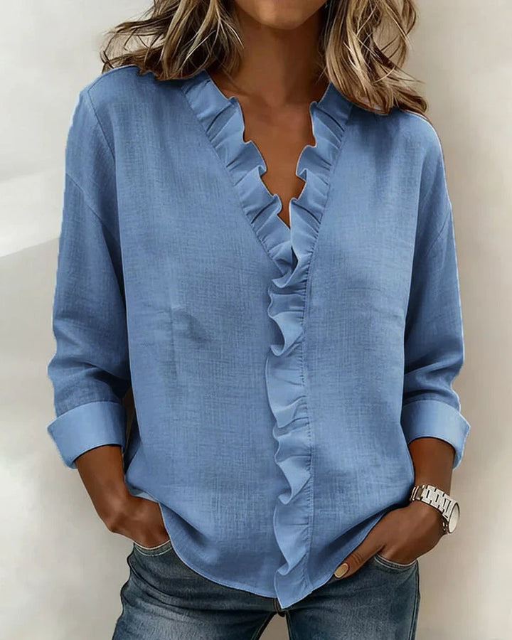 Susan | Ruffled V Neck Blouse