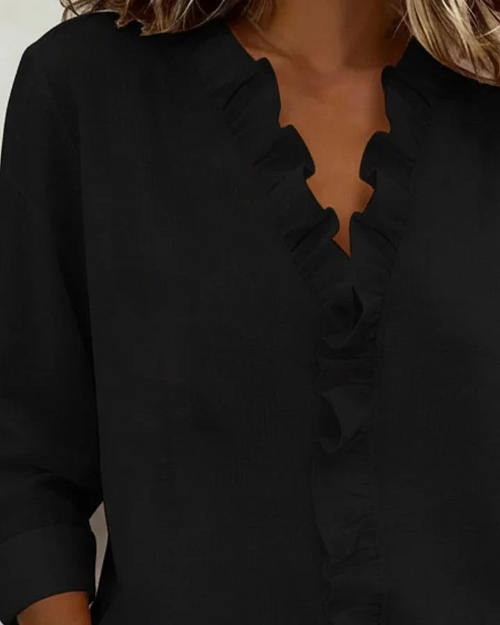 Eleanor | Ruffled V Neck Blouse