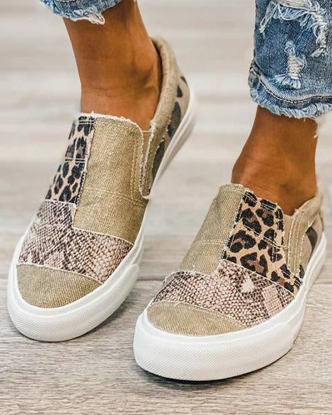 Quinny  | Casual Leopard Print Canvas Shoes